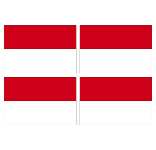 Supstick Lot de 4 Autocollants Stickers Drapeau de Pays Nation indonésie Format 6x4cm