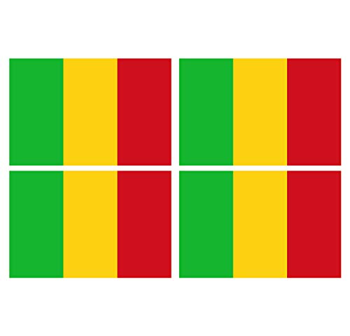 Supstick Lot de 4 Autocollants Stickers Drapeau de Pays Nation Mali Format 12x8cm