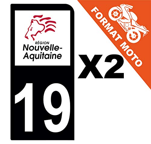 Supstick 2 Stickers Autocollants Plaques Immatriculation Moto Dept 19 Nouvelle Aquitaine Noir 1 Angle Arrondi