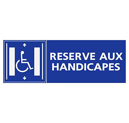 Panneau Rigide Handicapé - Personne à mobilité réduite Ascenseur réservé aux handicapés Format rectangulaire 10x30cm épaisseur 3mm