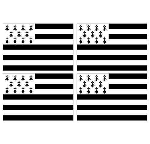 Supstick Lot de 4 Autocollants Stickers Drapeau de département région française Bretagne Format 6x4cm
