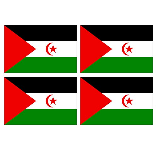 Supstick Lot de 4 Autocollants Stickers Drapeau de Pays Nation Sahara Occidental Format 12x8cm