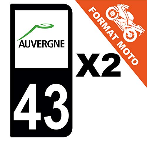 Supstick 2 Stickers Autocollants Plaques Immatriculation Moto Dept 43 Auvergne Noir 2 Angles Arrondis