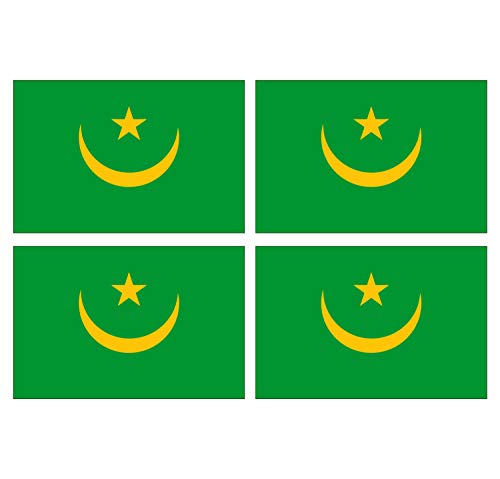 Supstick Lot de 4 Autocollants Stickers Drapeau de Pays Nation Mauritanie Format 12x8cm