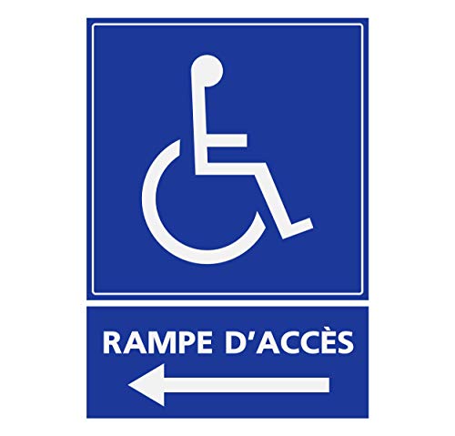 Supstick Autocollants Stickers Handicapé - Personne à mobilité réduite Rampe d’accès flèche à Gauche 6x8cm