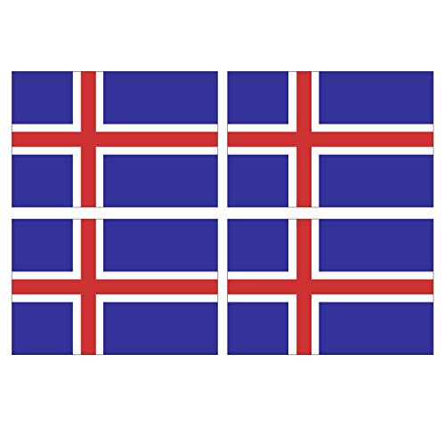 Supstick Lot de 4 Autocollants Stickers Drapeau de Pays Nation Islande Format 6x4cm