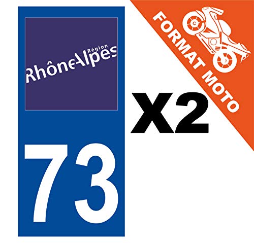 Supstick 2 Stickers Autocollants Plaques Immatriculation Moto Dept 73 Rhône Alpes Bleu Foncé Angles Carrés