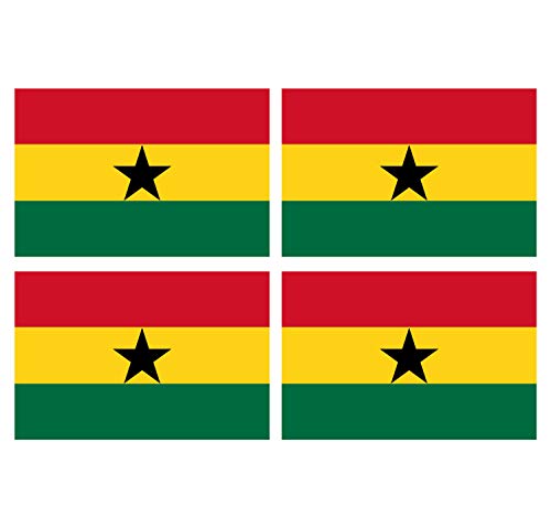 Supstick Lot de 4 Autocollants Stickers Drapeau de Pays Nation Ghana Format 6x4cm