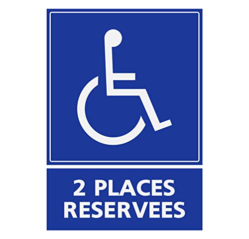 Panneau Rigide Handicapé - Personne à mobilité réduite Parking handicapés 2 Places réservées 12x16cm épaisseur 3mm