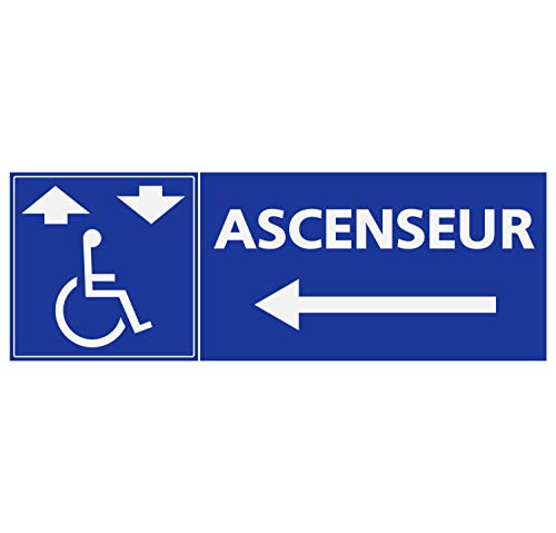 Panneau Rigide Handicapé - Personne à mobilité réduite Ascenseur handicapé flèche Gauche Format rectangulaire 24x8cm épaisseur 3mm m
