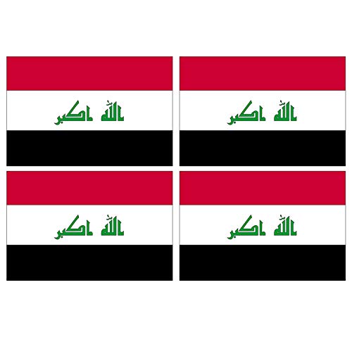 Supstick Lot de 4 Autocollants Stickers Drapeau de Pays Nation Irak Format 12x8cm