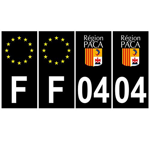Supstick 4 Stickers Autocollants Plaques Immatriculation Auto Dept 04 Paca Noir Angles Carrés