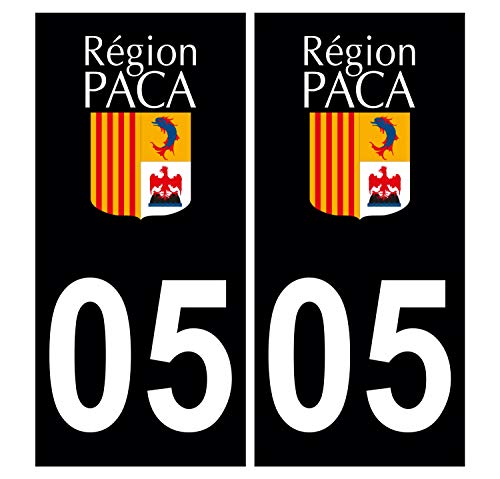 Supstick 2 Stickers Autocollants Plaques Immatriculation Auto Dept 05 Paca Noir Angles Carrés