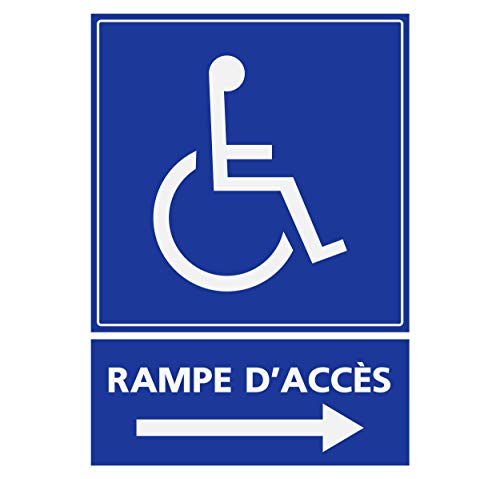 Supstick Autocollants Stickers Handicapé - Personne à mobilité réduite Rampe d’accès flèche Droite 4,5x6cm