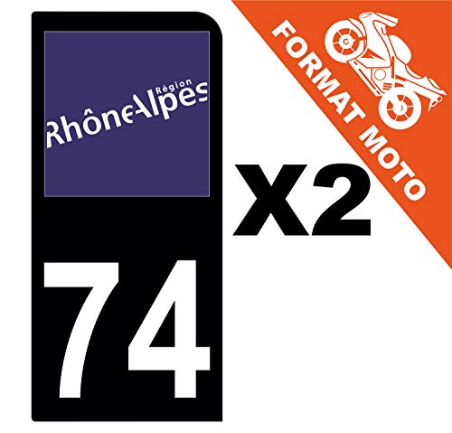 Supstick 2 Stickers Autocollants Plaques Immatriculation Moto Dept 74 Rhône Alpes Noir 1 Angle Arrondi