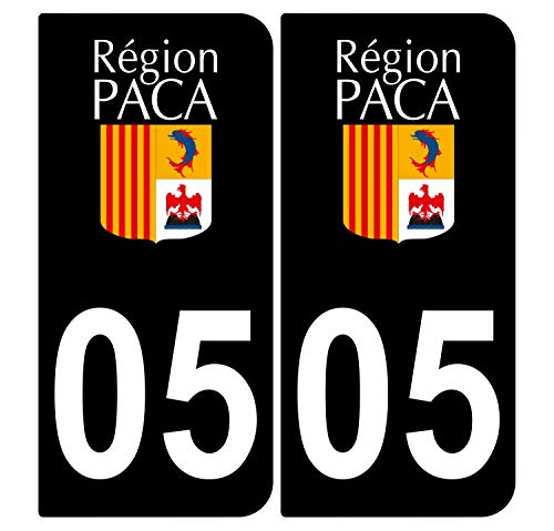 Supstick 2 Stickers Autocollants Plaques Immatriculation Auto Dept 05 Paca Noir Angles Arrondis