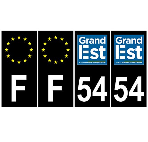 Supstick 4 Stickers Autocollants Plaques Immatriculation Auto Dept 54 Grand Est Noir Angles Carrés