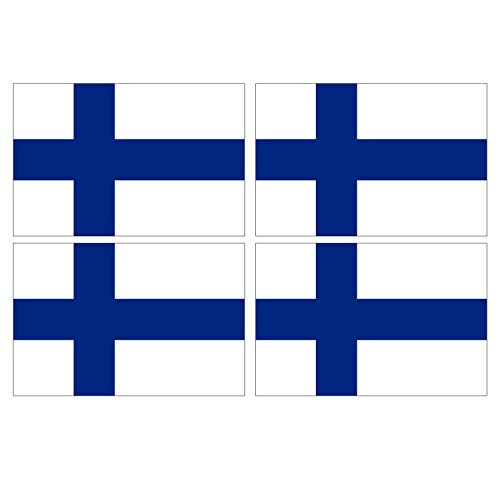 Supstick Lot de 4 Autocollants Stickers Drapeau de Pays Nation Finlande Format 12x8cm