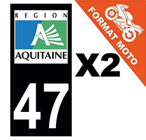 Supstick 2 Stickers Autocollants Plaques Immatriculation Moto Dept 47 Aquitaine Noir Angles Carrés