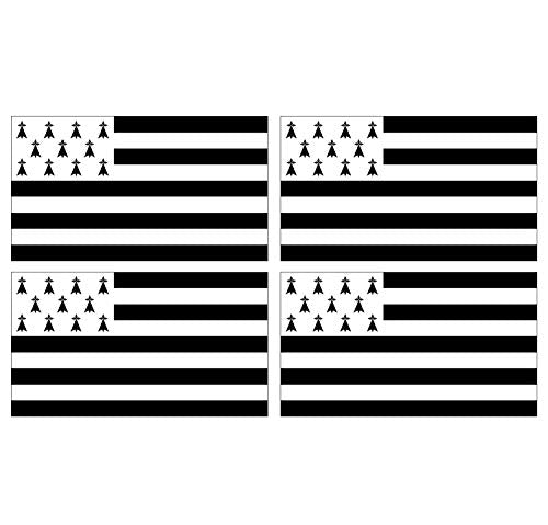 Supstick Lot de 4 Autocollants Stickers Drapeau de région française Bretagne Format 12x8cm