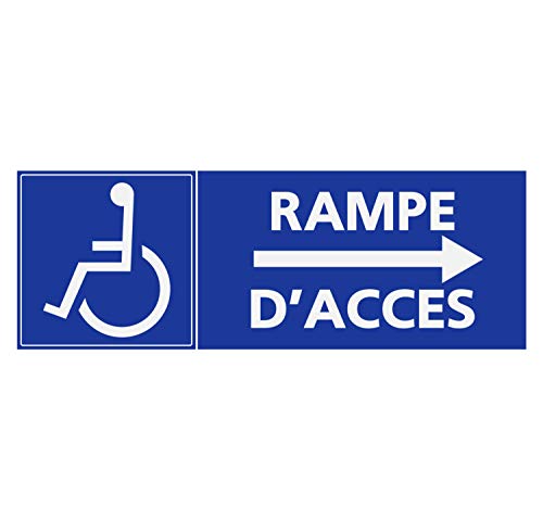 Panneau Rigide Handicapé - Personne à mobilité réduite Rampe d’accès flèche Droite Format rectangulaire 18x6cm épaisseur 3mm