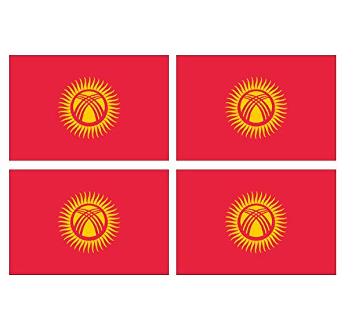 Supstick Lot de 4 Autocollants Stickers Drapeau de Pays Nation Kirghizistan Format 12x8cm