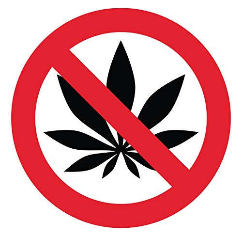 Autocollant Stickers Interdit de consommer du Cannabis Diamètre 8x8cm