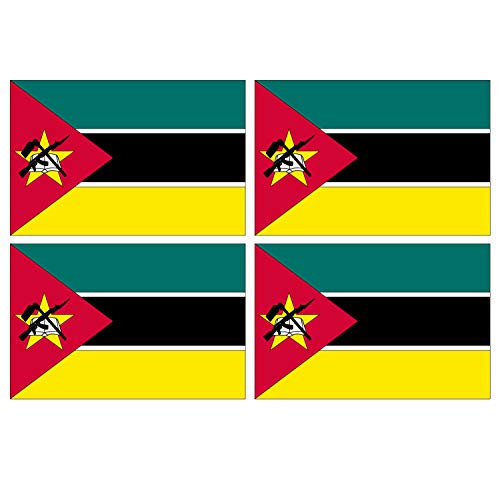 Supstick Lot de 4 Autocollants Stickers Drapeau de Pays Nation Mozambique Format 6x4cm