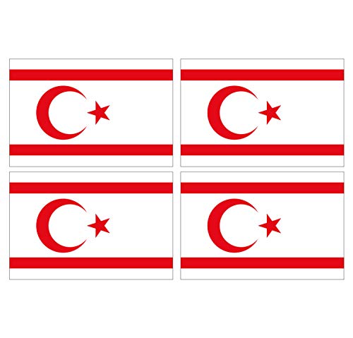 Supstick Lot de 4 Autocollants Stickers Drapeau de Pays Nation Chypre du Nord Format 12x8cm