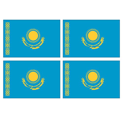 Supstick Lot de 4 Autocollants Stickers Drapeau de Pays Nation Kazakhstan Format 12x8cm