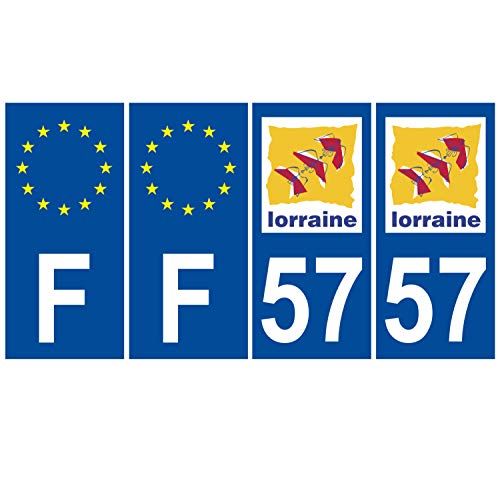Supstick 4 Stickers Autocollants Plaques Immatriculation Auto Dept 57 Lorraine Bleu Foncé Angles Carrés