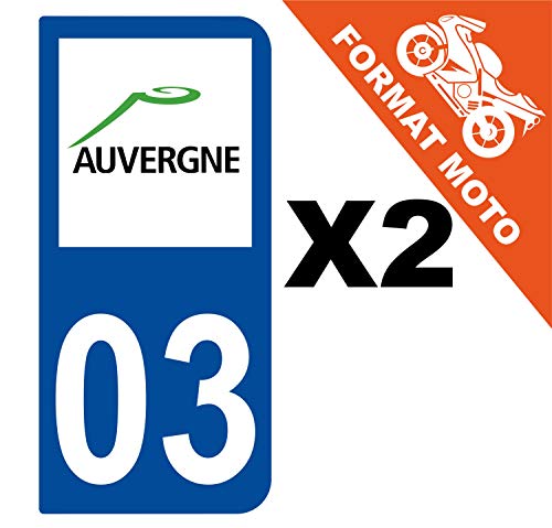 Supstick 2 Stickers Autocollants Plaques Immatriculation Moto Dept 03 Auvergne Bleu Foncé 2 Angles Arrondis