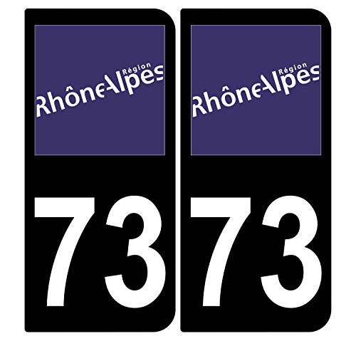 Supstick 2 Stickers Autocollants Plaques Immatriculation Auto Dept 73 Rhône Alpes Noir Angles Arrondis