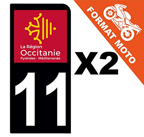 Supstick 2 Stickers Autocollants Plaques Immatriculation Moto Dept 11 Occitanie Noir 1 Angle Arrondi