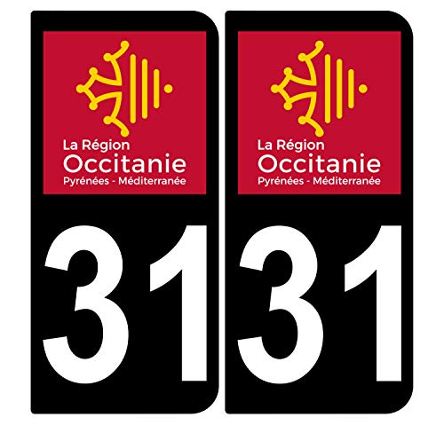 Supstick 2 Stickers Autocollants Plaques Immatriculation Auto Dept 31 Occitanie Noir Angles Arrondis