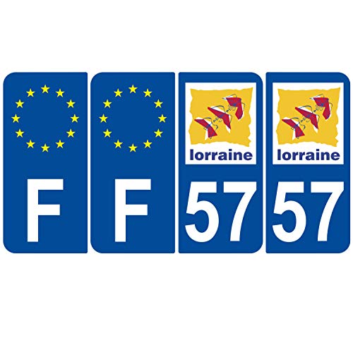 Supstick 4 Stickers Autocollants Plaques Immatriculation Auto Dept 57 Lorraine Bleu Foncé Angles Arrondis