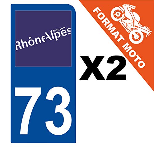 Supstick 2 Stickers Autocollants Plaques Immatriculation Moto Dept 73 Rhône Alpes Bleu Foncé 1 Angle Arrondi