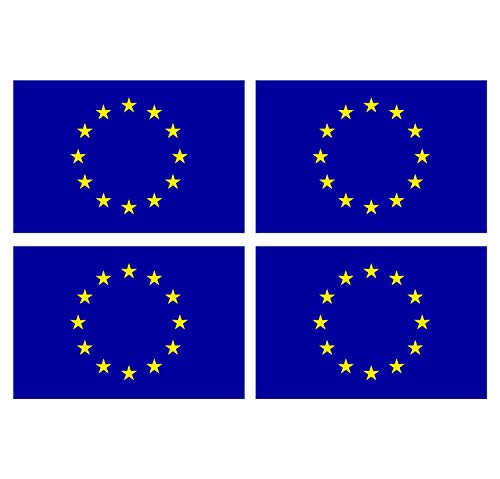 Supstick Lot de 4 Autocollants Stickers Drapeau de Pays Nation Union européenne Format 6x4cm