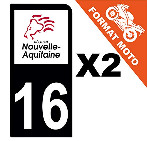 Supstick 2 Stickers Autocollants Plaques Immatriculation Moto Dept 16 Nouvelle Aquitaine Noir 1 Angle Arrondi