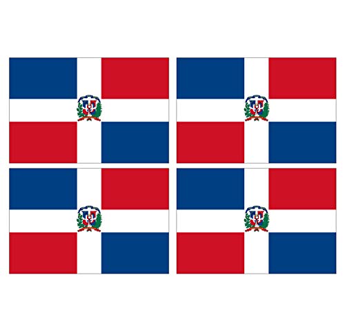 Supstick Lot de 4 Autocollants Stickers Drapeau de Pays Nation république Dominicaine Format 12x8cm