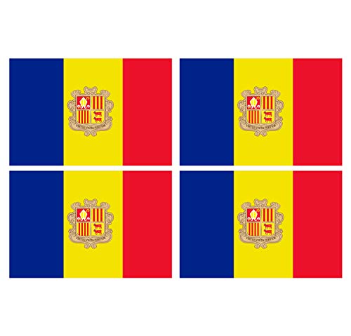 Supstick Lot de 4 Autocollants Stickers Drapeau de Pays Nation Andorre Format 12x8cm