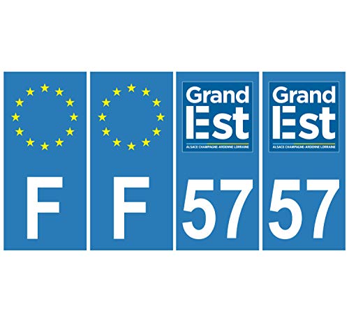 Supstick 4 Stickers Autocollants Plaques Immatriculation Auto Dept 57 Grand Est Bleu Clair Angles Carrés