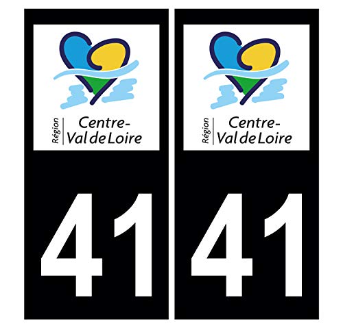 Supstick 2 Stickers Autocollants Plaques Immatriculation Auto Dept 41 Centre Val de Loire Noir Angles Carrés