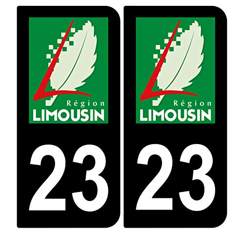 Supstick 2 Stickers Autocollants Plaques Immatriculation Auto Dept 23 Limousin Noir Angles Arrondis