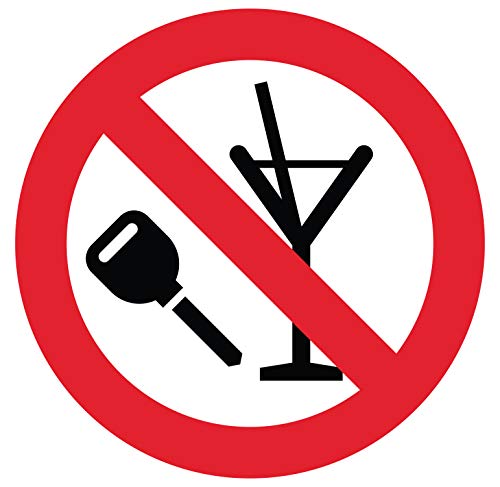 Autocollant Stickers Interdit de Boire et Conduire Diamètre 20x20cm