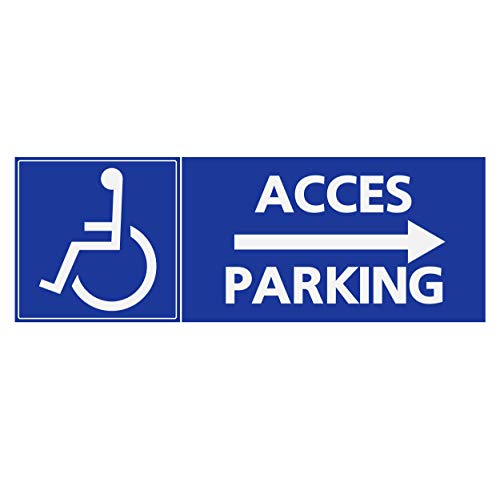 Supstick Autocollants Stickers Handicapé - Personne à mobilité réduite accès Parking flèche Gauche Format rectangulaire 24x8cm