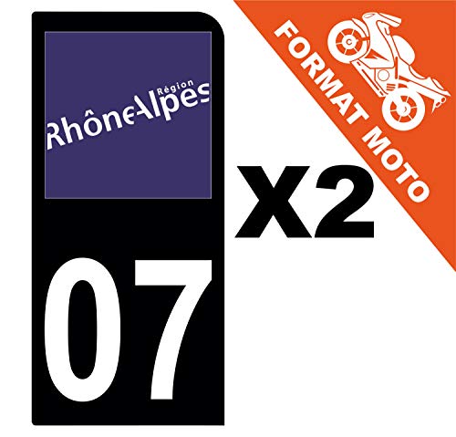 Supstick 2 Stickers Autocollants Plaques Immatriculation Moto Dept 07 Rhône Alpes Noir 1 Angle Arrondi
