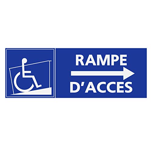 Supstick Autocollants Stickers Handicapé - Personne à mobilité réduite Rampe d’accès flèche Droite Format rectangulaire 18x6cm