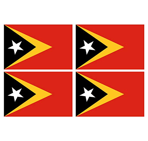 Supstick Lot de 4 Autocollants Stickers Drapeau de Pays Nation Timor Oriental Format 6x4cm