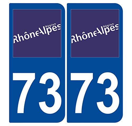 Supstick 2 Stickers Autocollants Plaques Immatriculation Auto Dept 73 Rhône Alpes Bleu Foncé Angles Arrondis